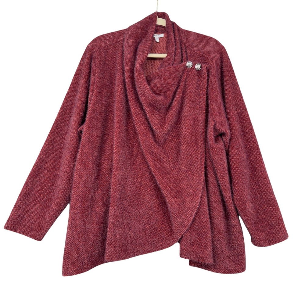 Maurices Wrap Cardigan Sweater‎ Burgundy Textured Oversized 3X